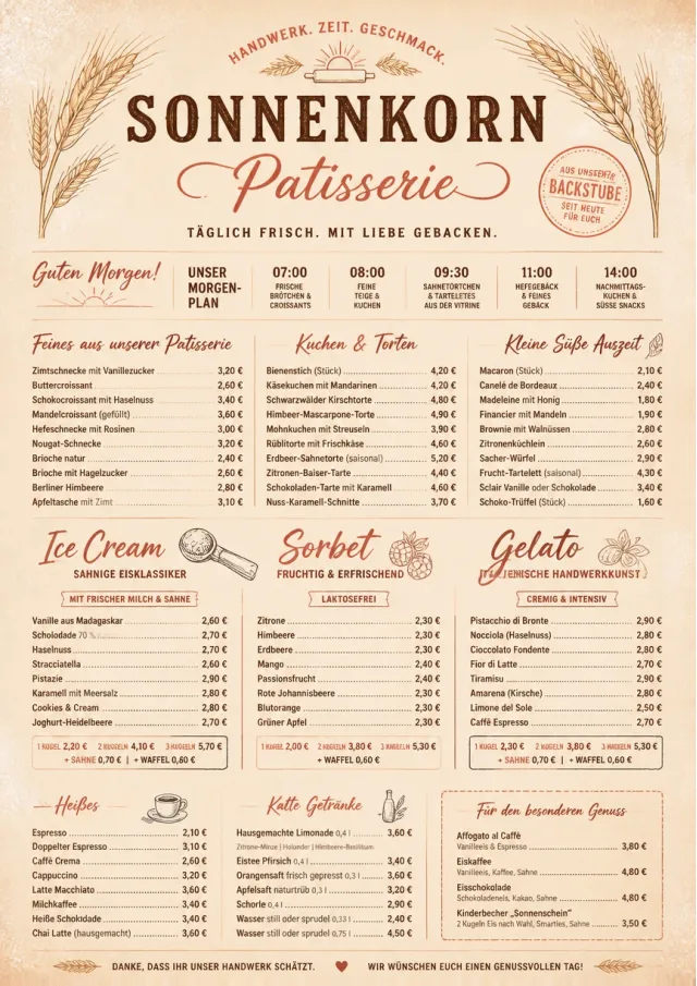 Bakery Rustic dessert-menu menu template preview