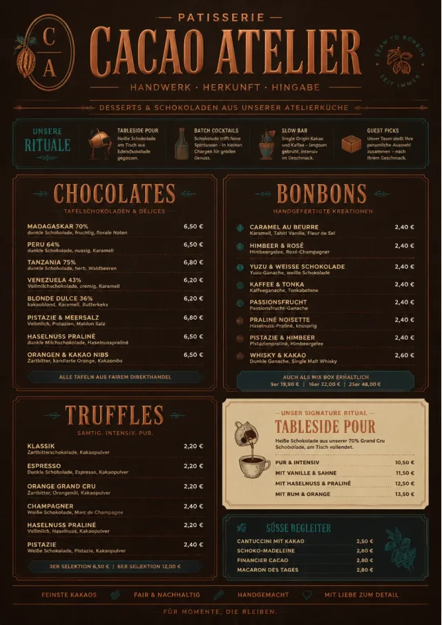 Chocolate Atelier dessert-menu menu template preview