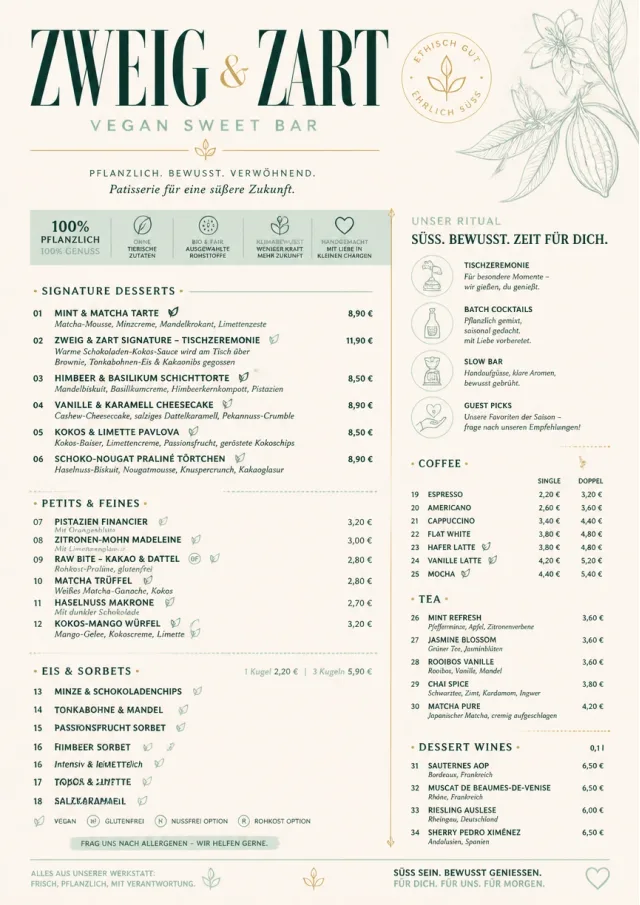 Vegan Sweet Bar dessert-menu menu template preview
