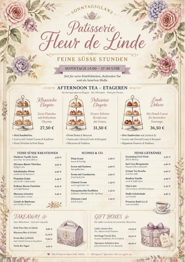 Afternoon Tea Sweets dessert-menu menu template preview