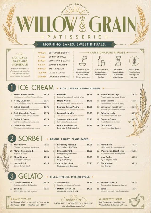Bakery Rustic dessert-menu menu template preview