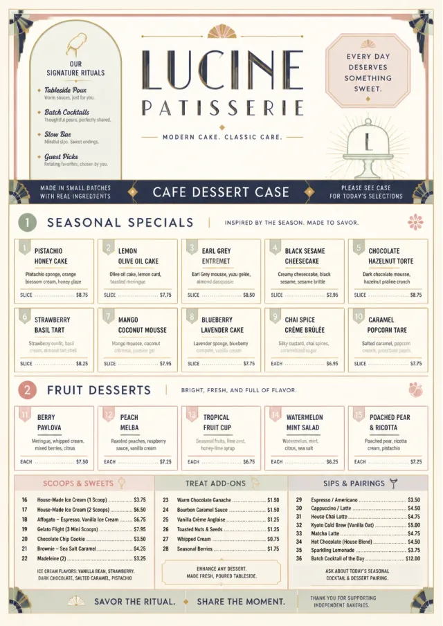 Cafe Dessert Case dessert-menu menu template preview