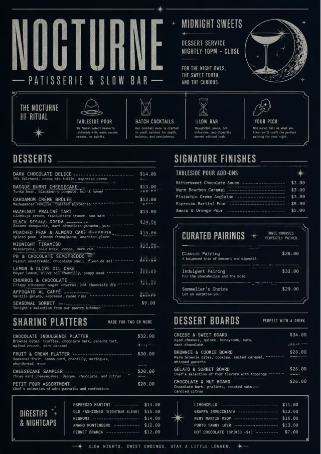 Midnight Sweets dessert-menu menu template preview