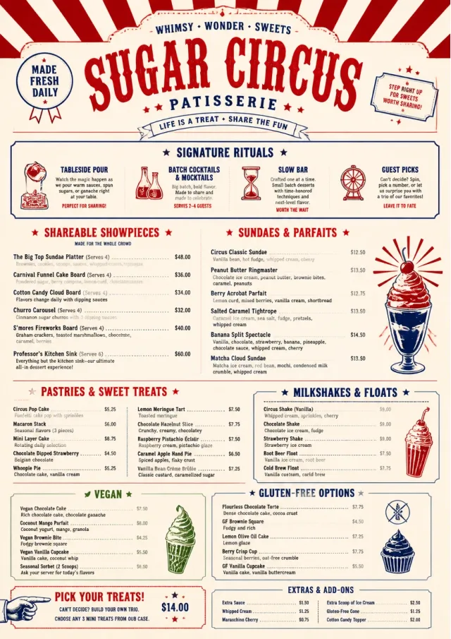 Carnival Treats dessert-menu menu template preview