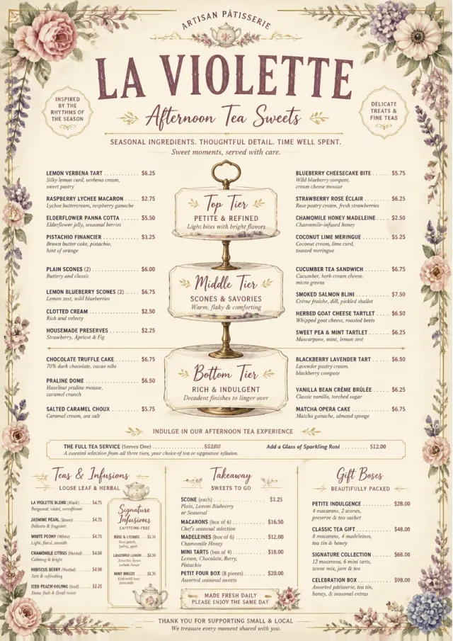 Afternoon Tea Sweets dessert-menu menu template preview