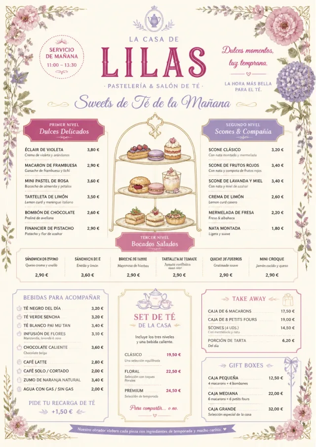 Afternoon Tea Sweets dessert-menu menu template preview