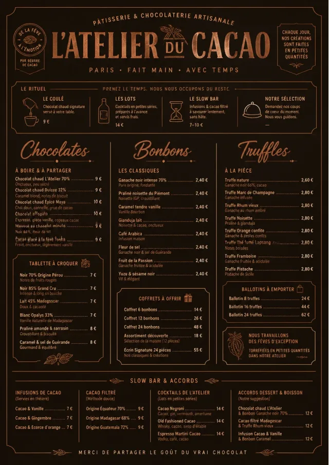Chocolate Atelier dessert-menu menu template preview
