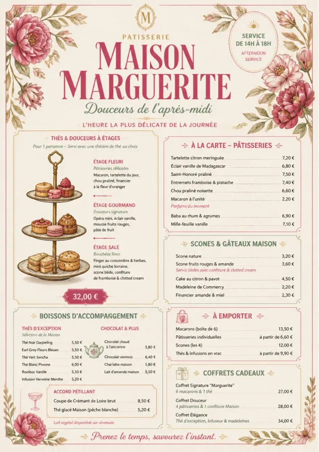 Afternoon Tea Sweets dessert-menu menu template preview
