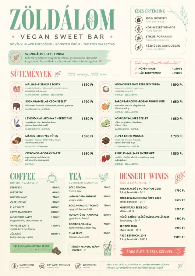 Vegan Sweet Bar dessert-menu menu template preview