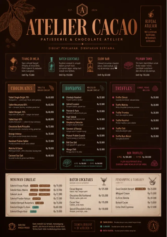 Chocolate Atelier dessert-menu menu template preview