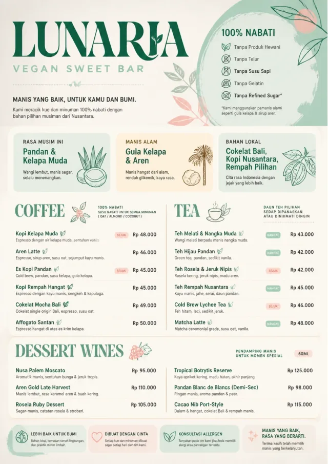 Vegan Sweet Bar dessert-menu menu template preview