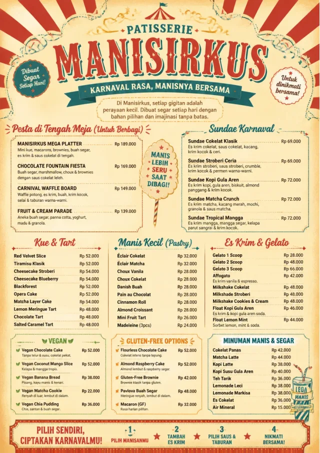 Carnival Treats dessert-menu menu template preview