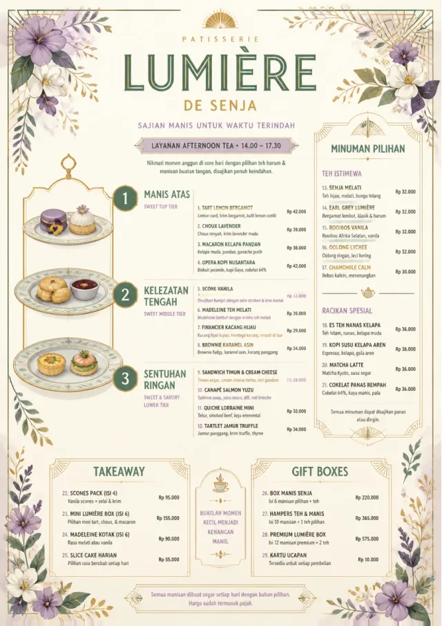 Afternoon Tea Sweets dessert-menu menu template preview