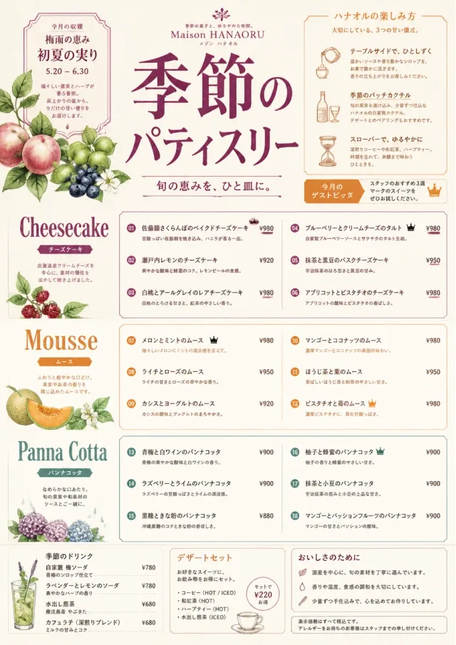 Seasonal Pastry dessert-menu menu template preview