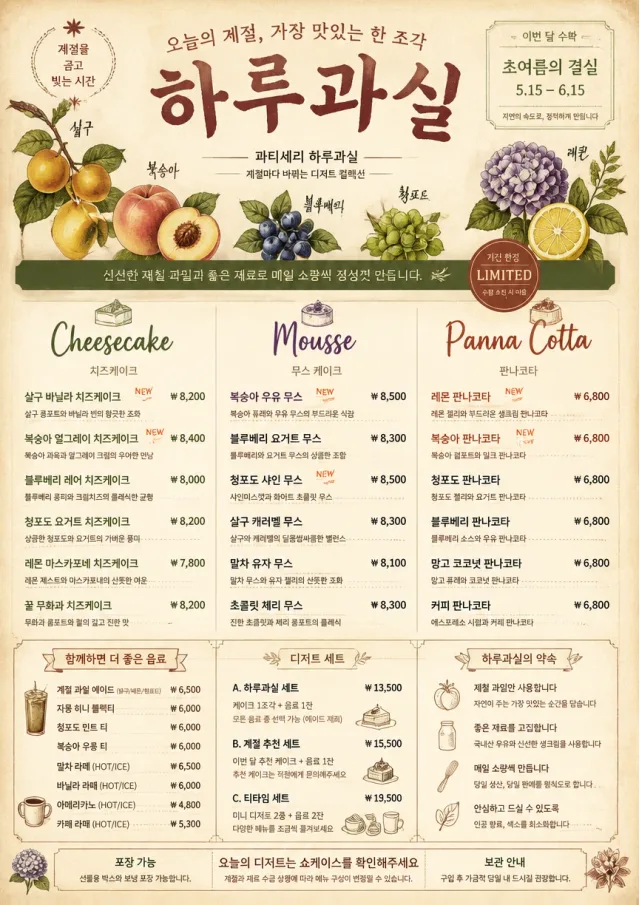 Seasonal Pastry dessert-menu menu template preview