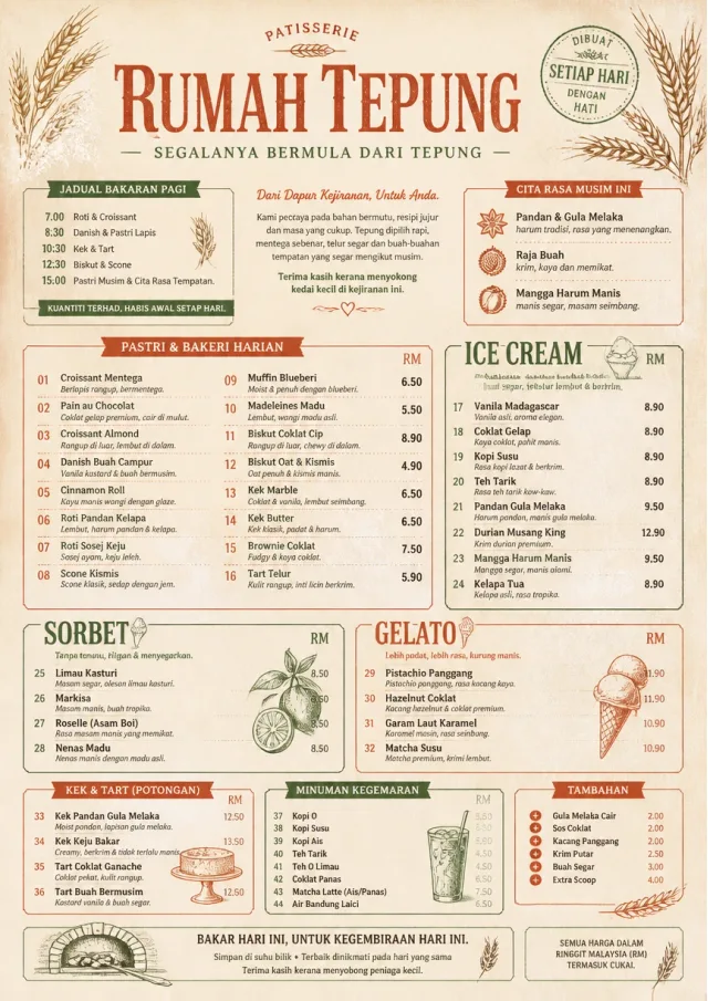 Bakery Rustic dessert-menu menu template preview
