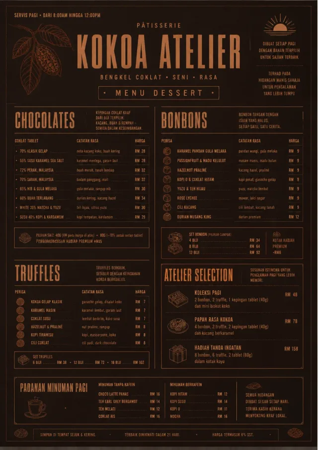 Chocolate Atelier dessert-menu menu template preview