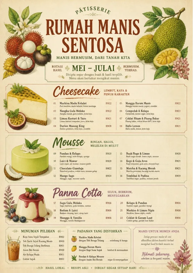 Seasonal Pastry dessert-menu menu template preview