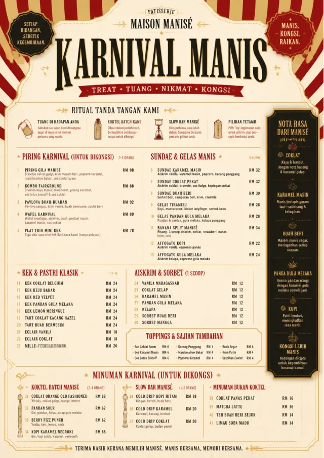 Carnival Treats dessert-menu menu template preview