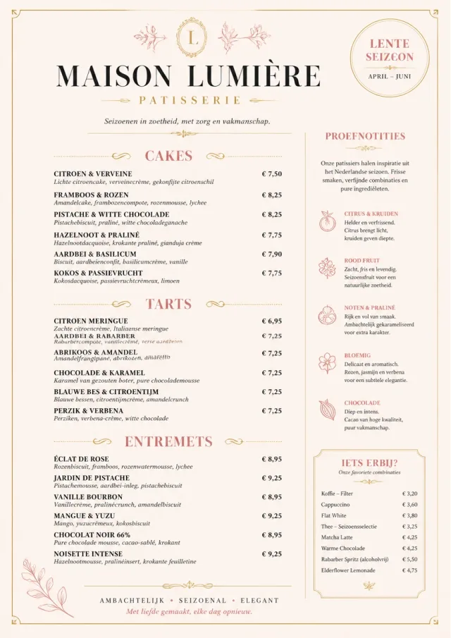 Patisserie Elegant dessert-menu menu template preview