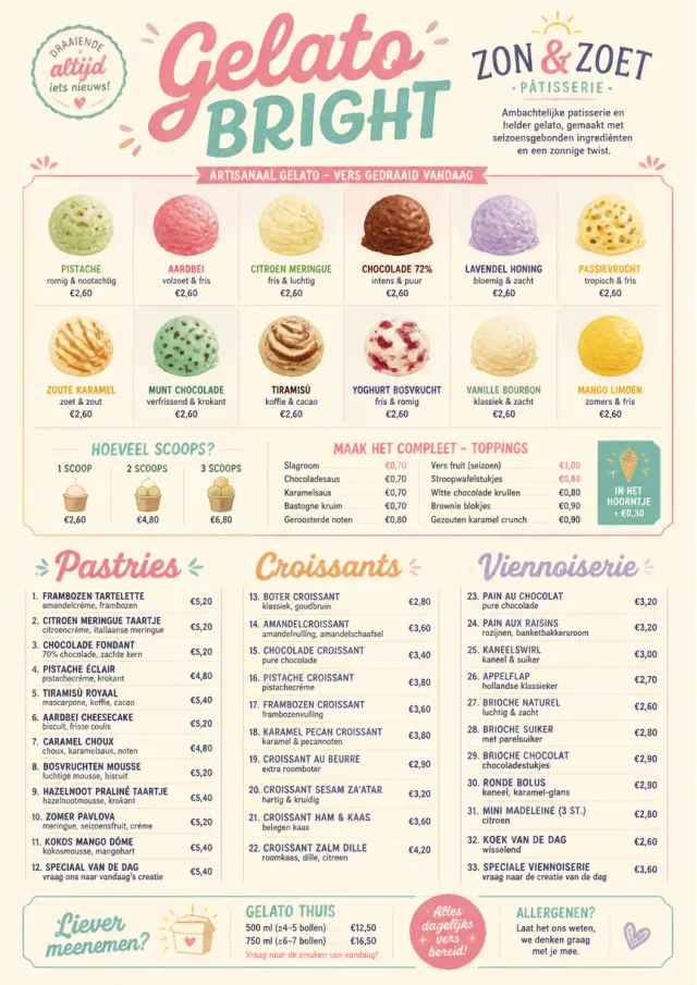 Gelato Bright dessert-menu menu template preview