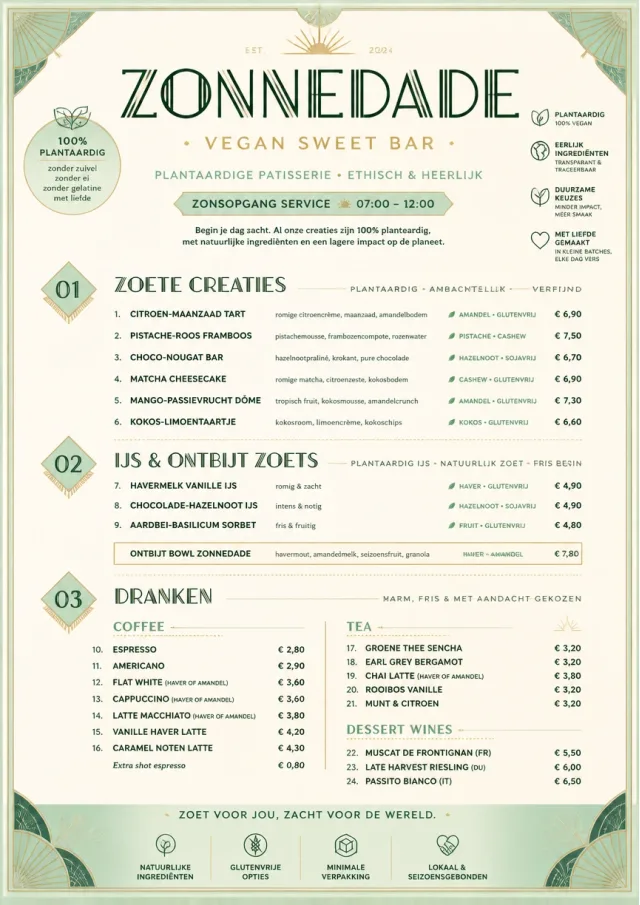 Vegan Sweet Bar dessert-menu menu template preview