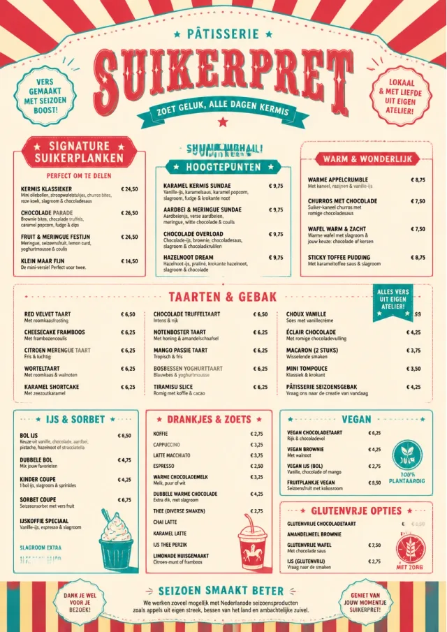 Carnival Treats dessert-menu menu template preview