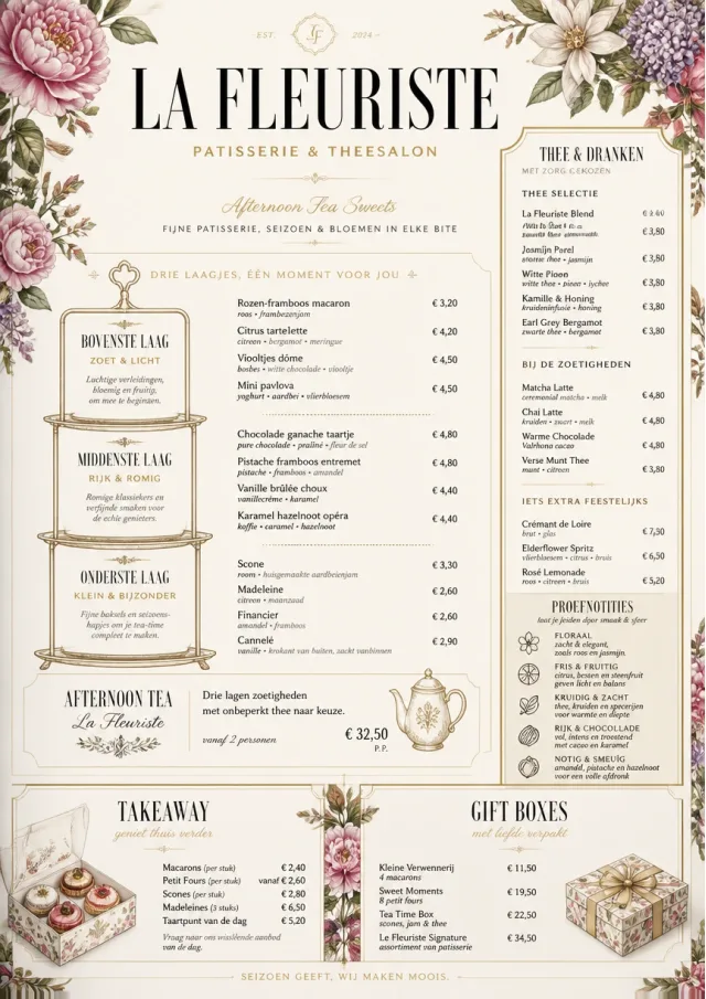 Afternoon Tea Sweets dessert-menu menu template preview