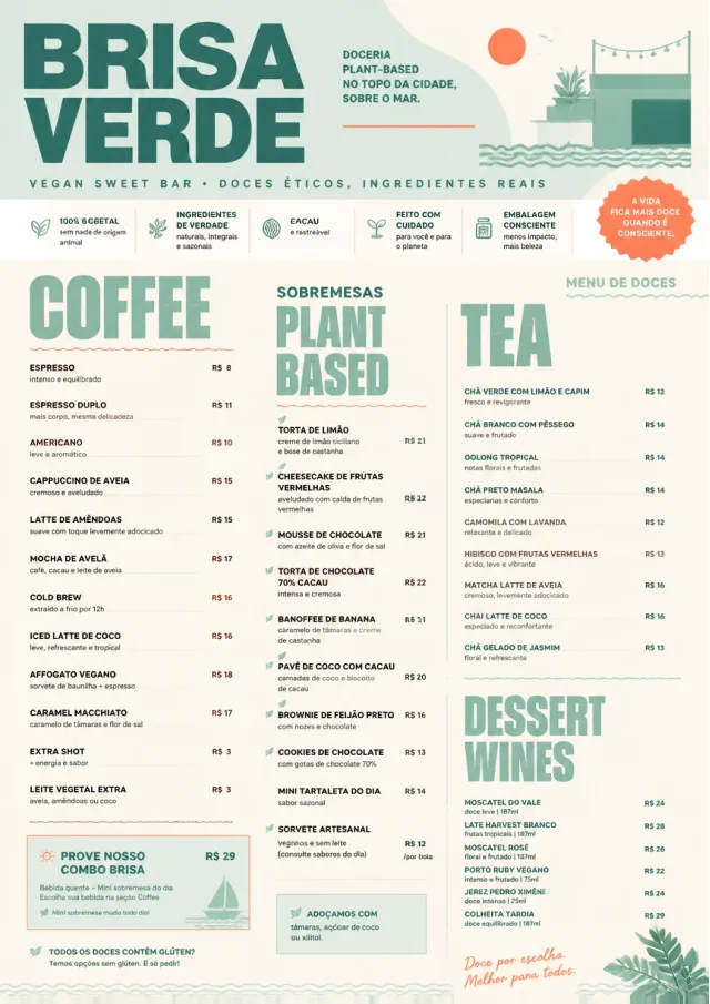 Vegan Sweet Bar dessert-menu menu template preview