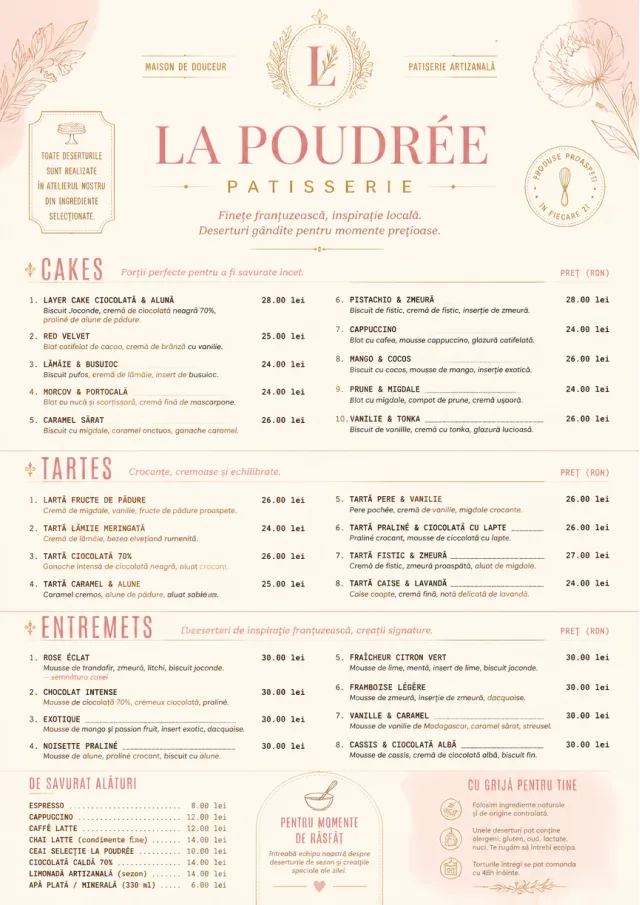 Patisserie Elegant dessert-menu menu template preview
