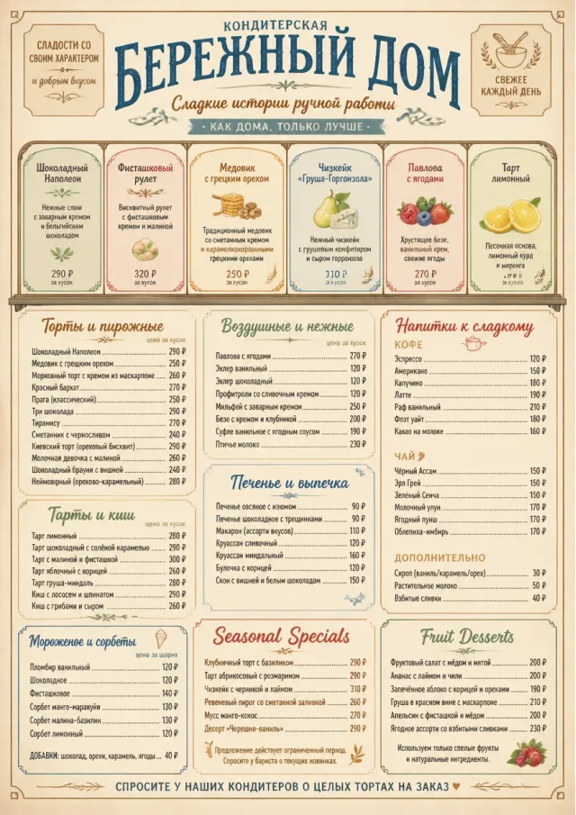 Cafe Dessert Case dessert-menu menu template preview