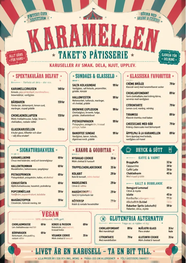 Carnival Treats dessert-menu menu template preview
