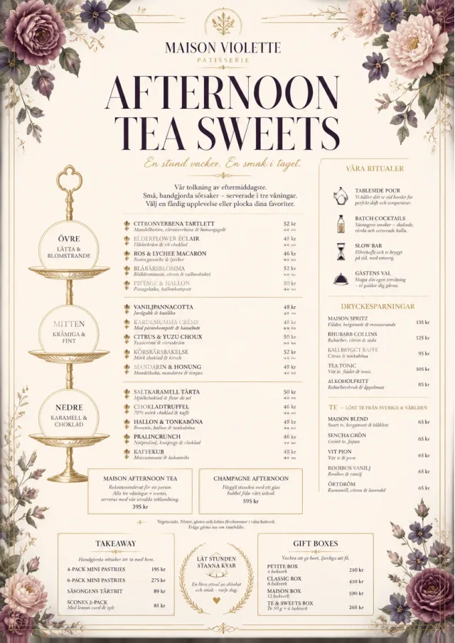 Afternoon Tea Sweets dessert-menu menu template preview