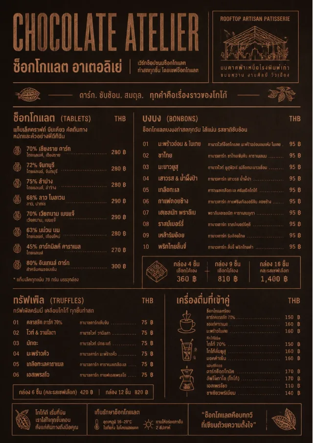 Chocolate Atelier dessert-menu menu template preview