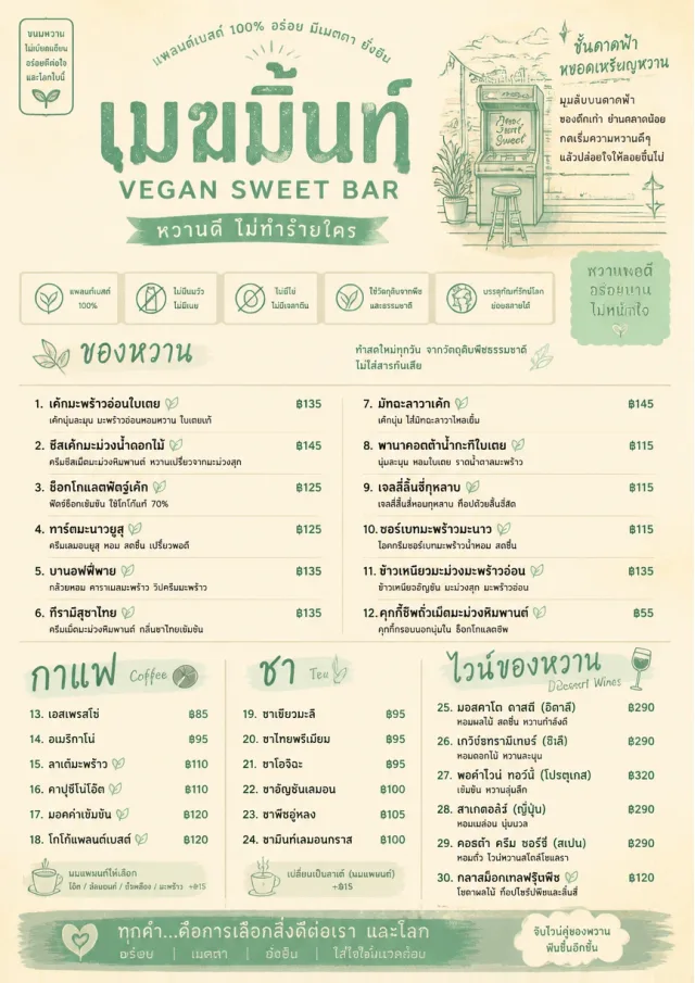 Vegan Sweet Bar dessert-menu menu template preview