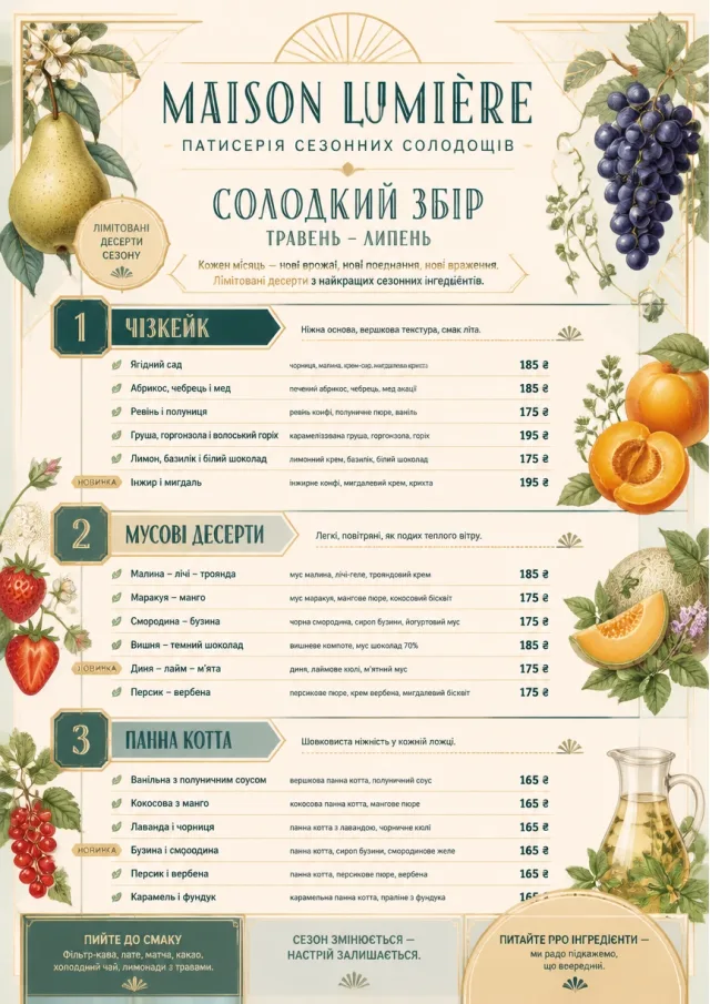 Seasonal Pastry dessert-menu menu template preview