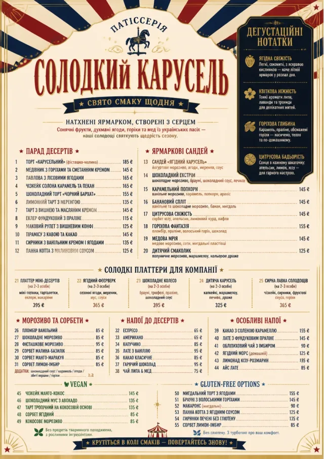 Carnival Treats dessert-menu menu template preview