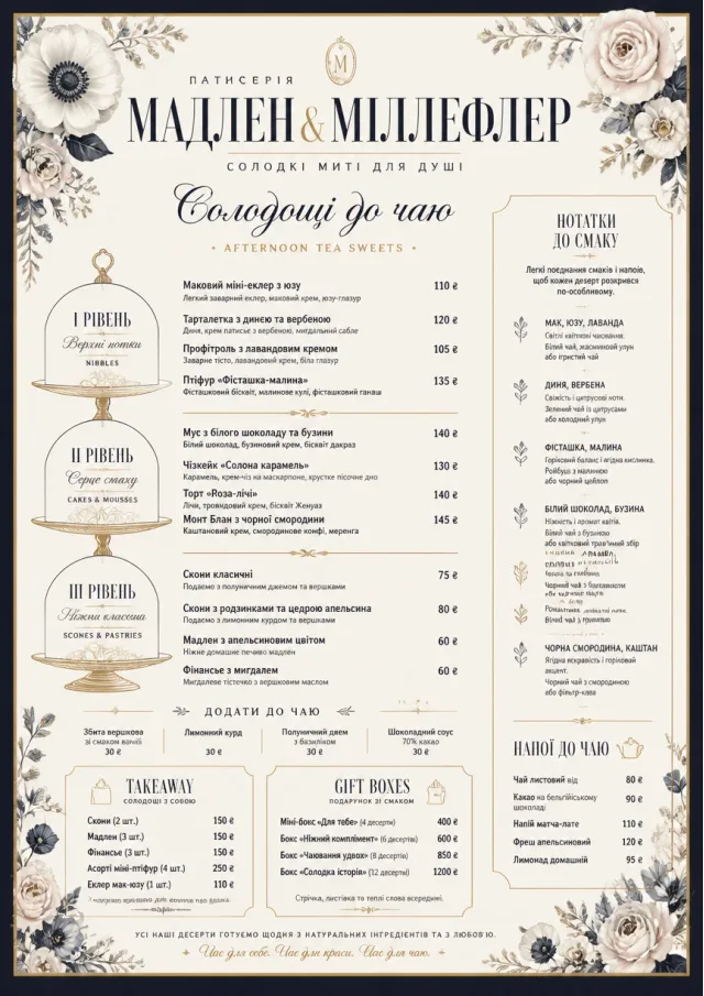 Afternoon Tea Sweets dessert-menu menu template preview