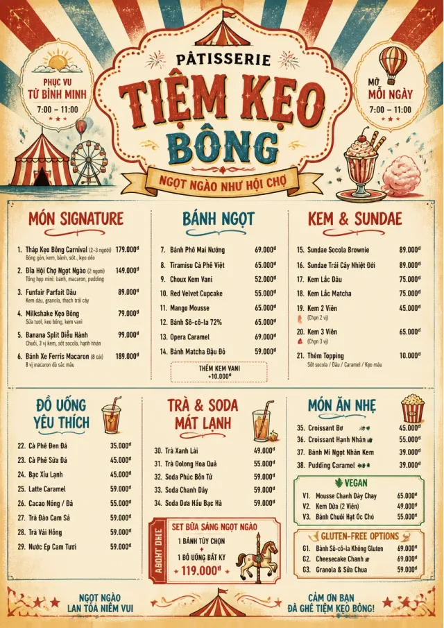 Carnival Treats dessert-menu menu template preview