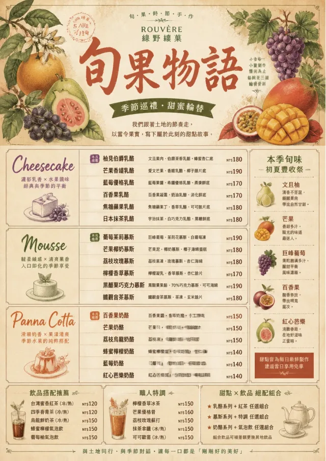 Seasonal Pastry dessert-menu menu template preview