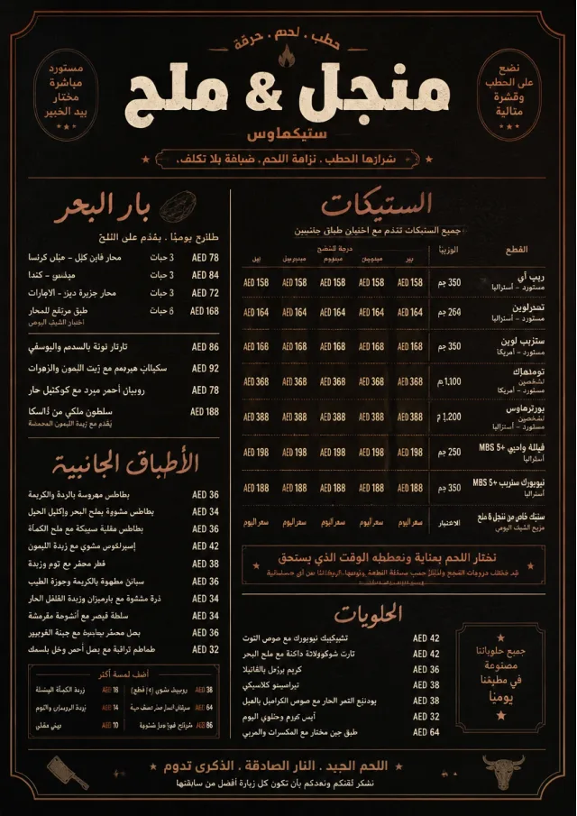 Classic Steakhouse dinner-menu menu template preview