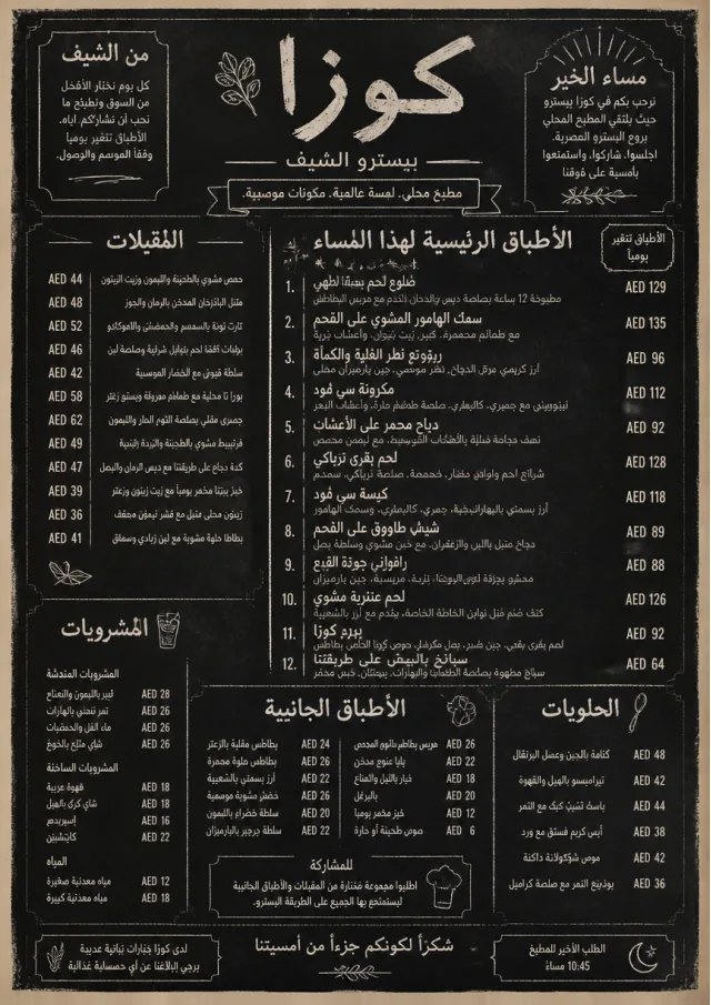 Chef Bistro Specials dinner-menu menu template preview
