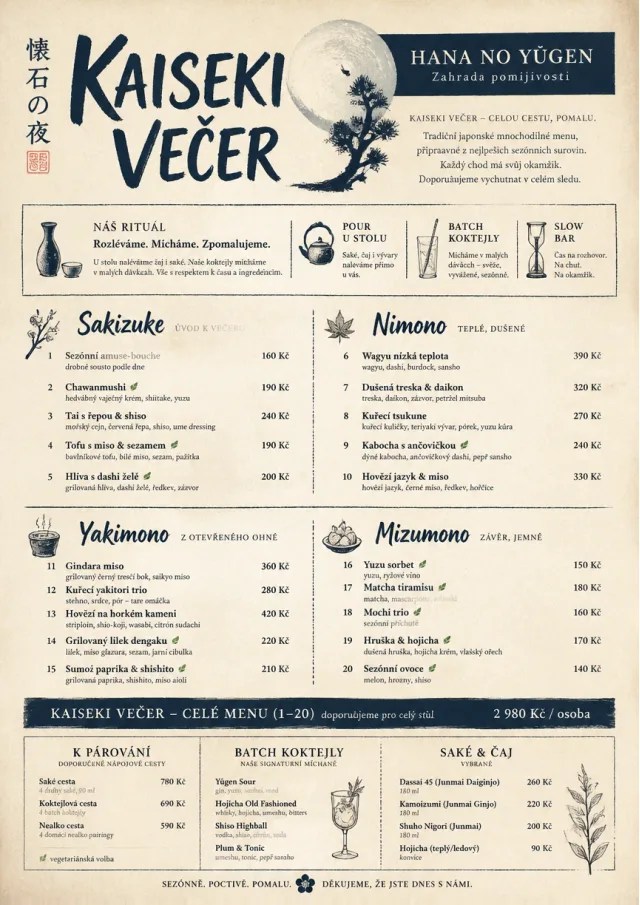 Kaiseki Evening dinner-menu menu template preview