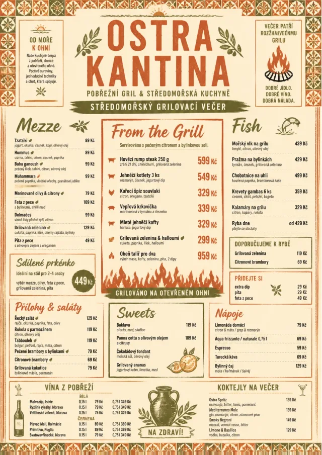 Mediterranean Grill Night dinner-menu menu template preview
