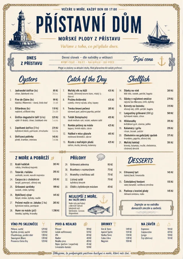Harbor Seafood Dinner dinner-menu menu template preview