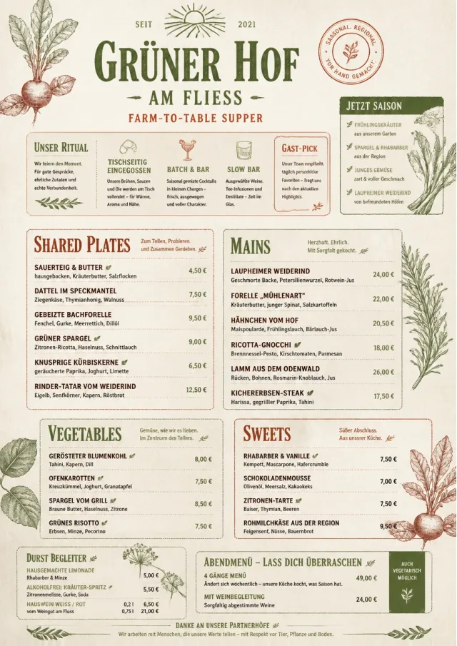 Farm-to-Table Supper dinner-menu menu template preview