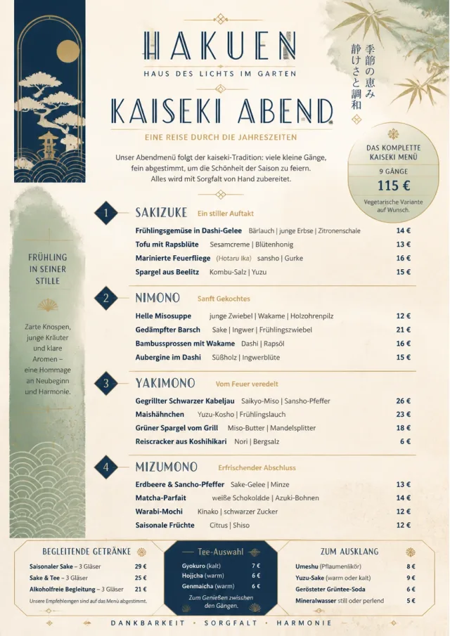 Kaiseki Evening dinner-menu menu template preview