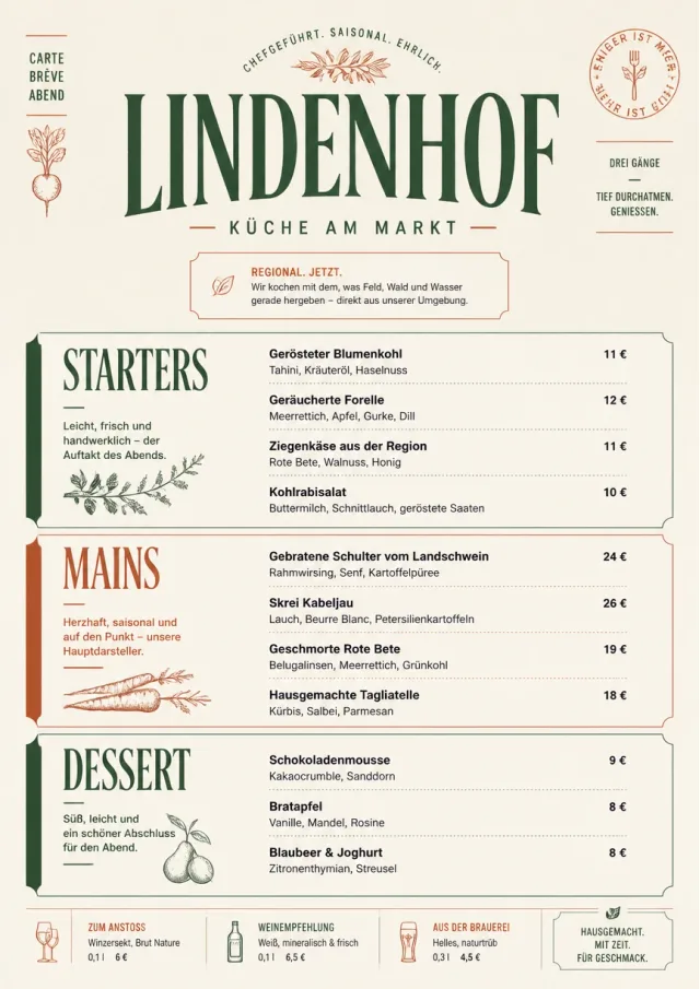 Chef Carte Brève dinner-menu menu template preview