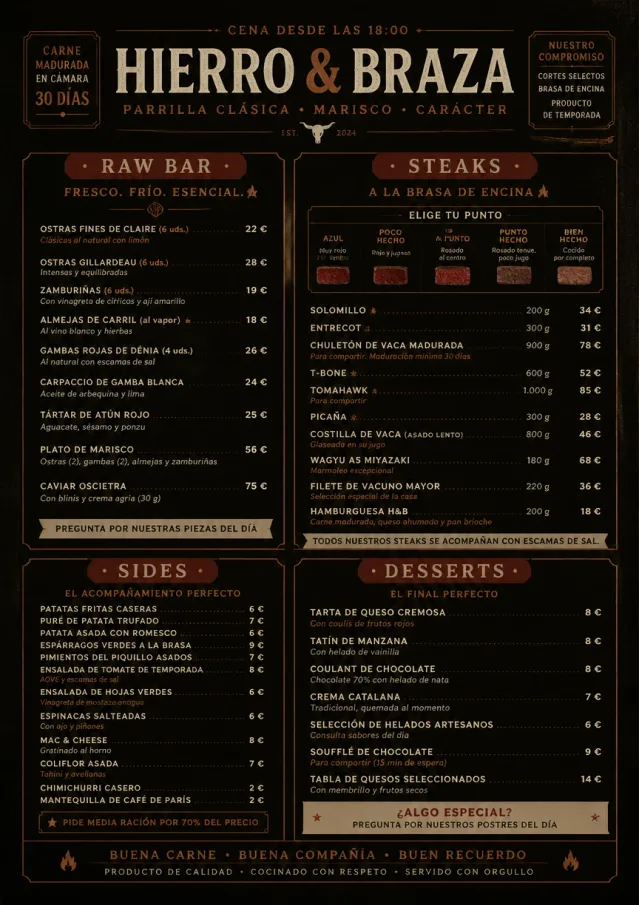 Classic Steakhouse dinner-menu menu template preview