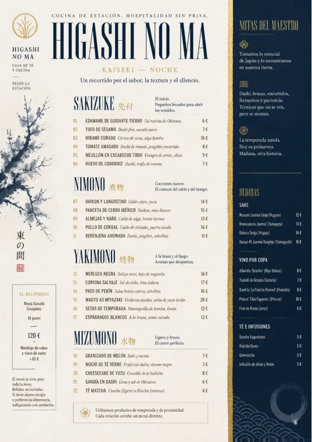 Kaiseki Evening dinner-menu menu template preview